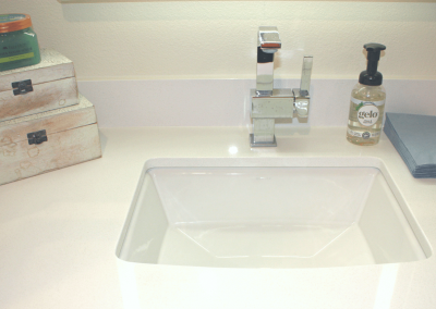 bathroom sink declutter and styling