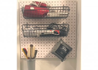 hair tools and accessories peg board organization