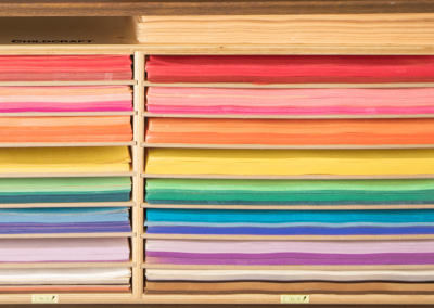 Paper organization by color in paper storage